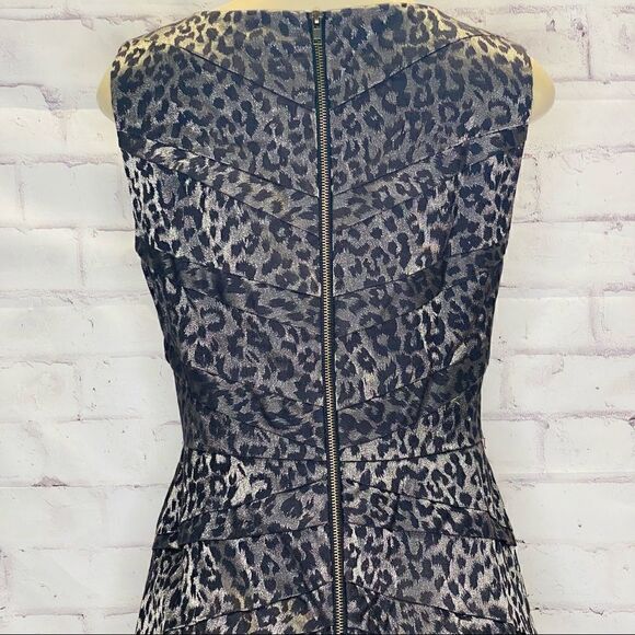 Adrianna Papell Leopard New with Tag Metallic Print Sheath Night Out Dress - Picture 8 of 12